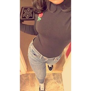 F21 ROSE Turtleneck Bodysuit